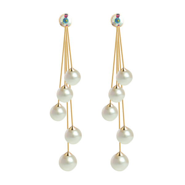 Elegáns, hosszú női fülbevaló díszkövekkel és virágokkal