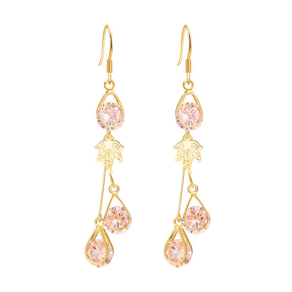 Női fülbevaló arany színű és dekoratív kristályokkal