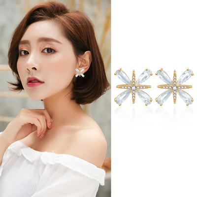 Modern női fülbevaló kövekkel - arany színű