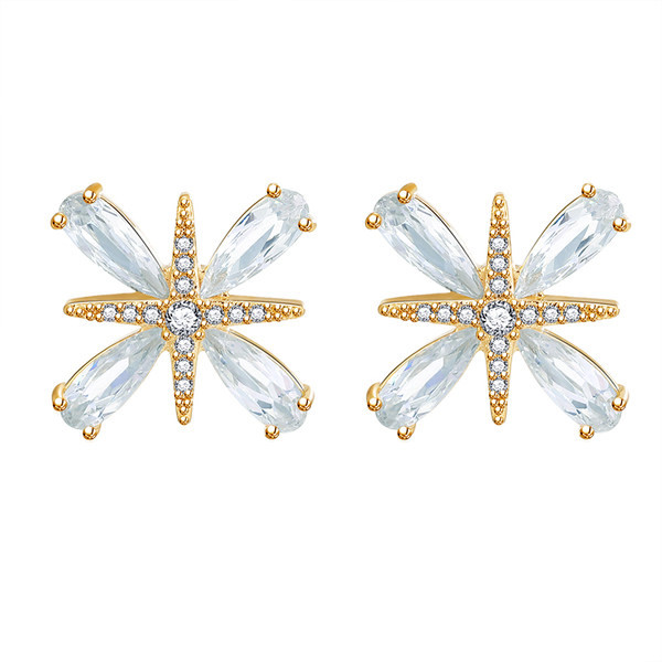 Modern női fülbevaló kövekkel - arany színű