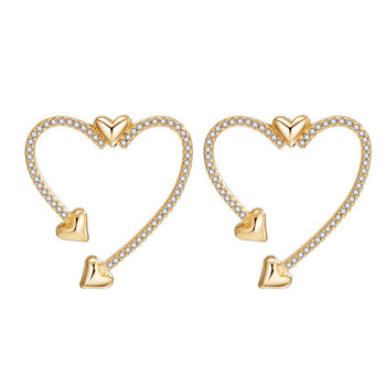 Κομψά γυναικεία σκουλαρίκια σε χρυσό χρώμα τύπου καρδιάς