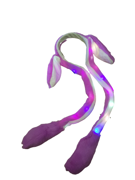 Аксесоар диадема, Заешки уши, Подвижни, Светещи, Лилави