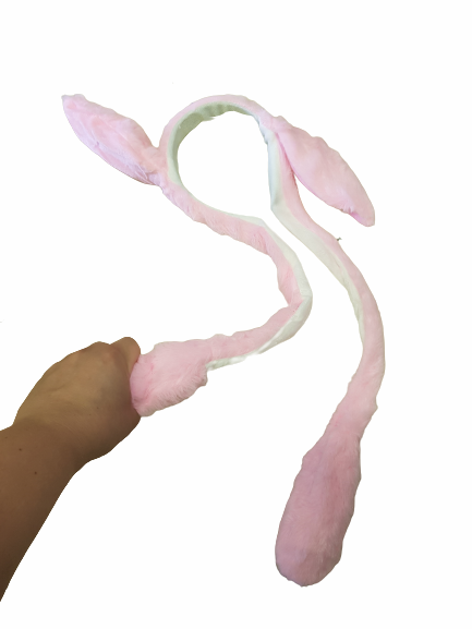 Аксесоар диадема, Заешки уши, Подвижни, Светещи, Розово