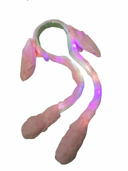 Аксесоар диадема, Заешки уши, Подвижни, Светещи, Розово