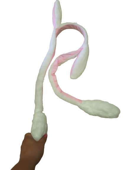 Аксесоар диадема, Заешки уши, Подвижни, Светещи, Бяло