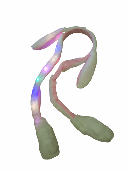 Аксесоар диадема, Заешки уши, Подвижни, Светещи, Бяло