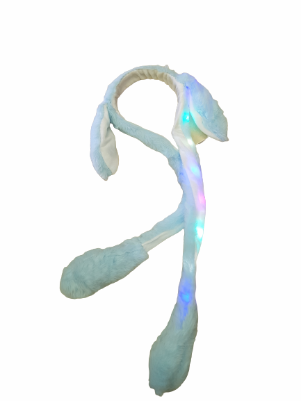 Аксесоар диадема, Заешки уши, Подвижни, Светещи, Син