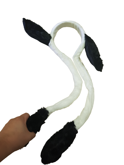 Аксесоар диадема, Заешки уши, Подвижни, Светещи, Бял/Черен